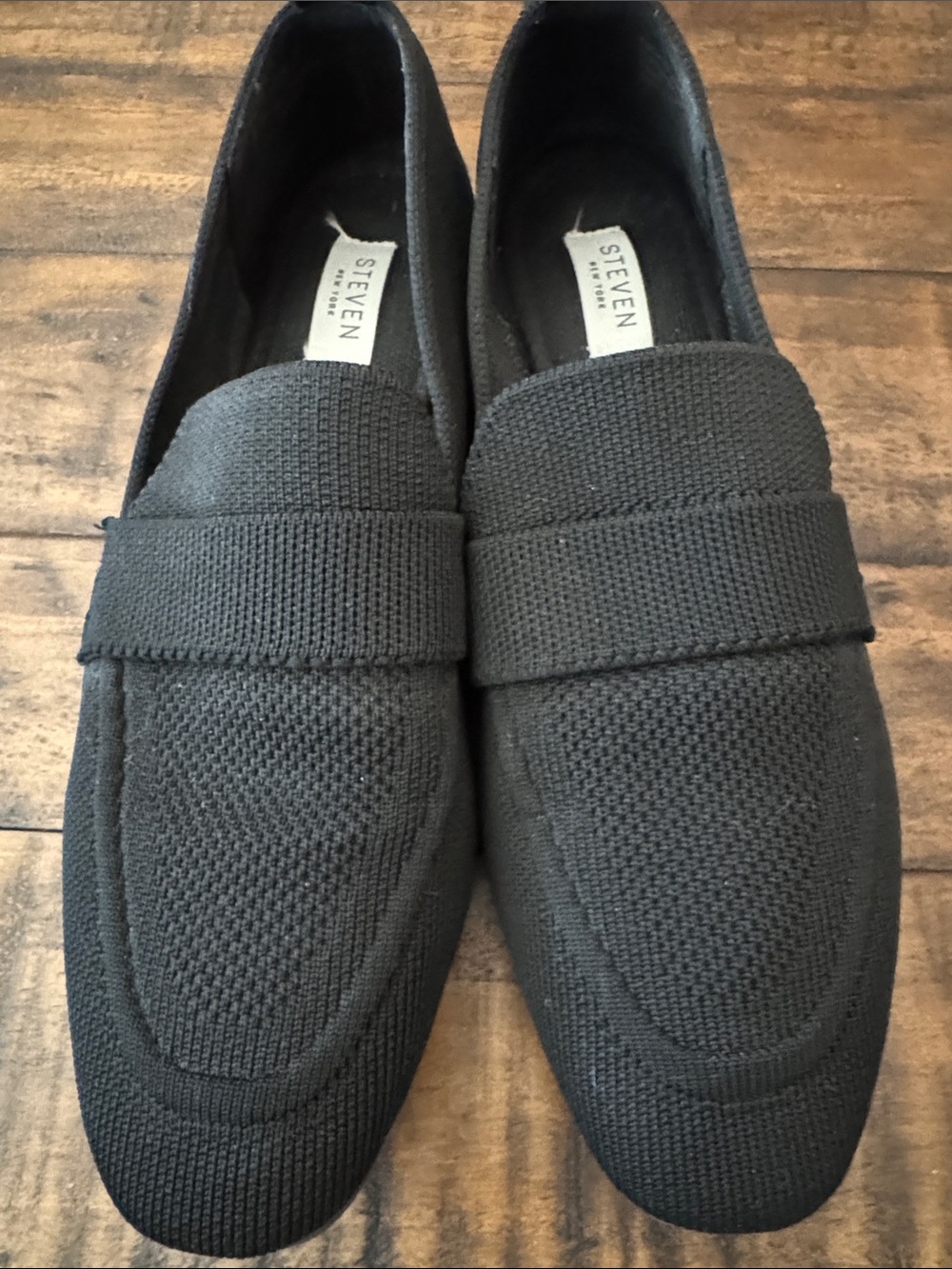 Steven Black Knit Slip-On Loafers